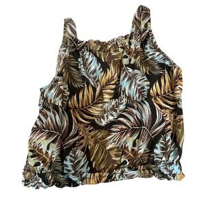 Jane + Delancey Women's Tropical Print Square Neck Sleeveless Top L Beach Casual
